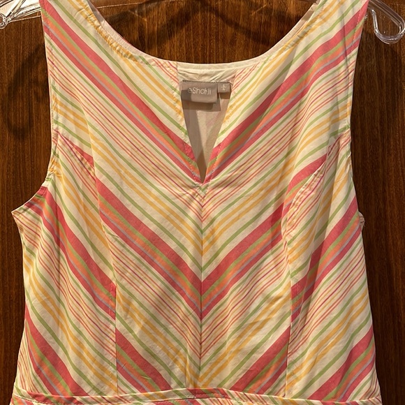 Eshakti Pastel Candy Striped V-Neck Flare Sleeveless Dress Size 6 - Picture 3 of 9